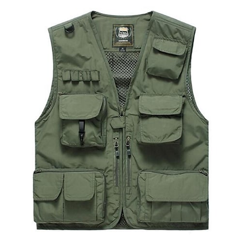 Men's Outdoor Hiking Camping Hunting Climbing Muti-pockets Quick Dry Breathable Mesh Lightweight Solid Color Vest