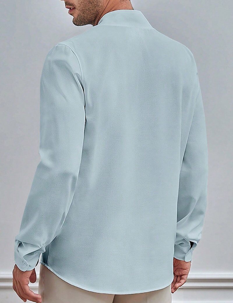 Men's Casual Vacation Street Fashion Comfortable Breathable Soft Light Long Sleeves Plain Shirt