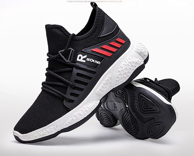 Men's Sneakers Running Shoes Athletic Flyknit Shock Absorption Cushioning Breathable Lightweight Basketball Running Rubber Knit Summer Spring Black White Khaki