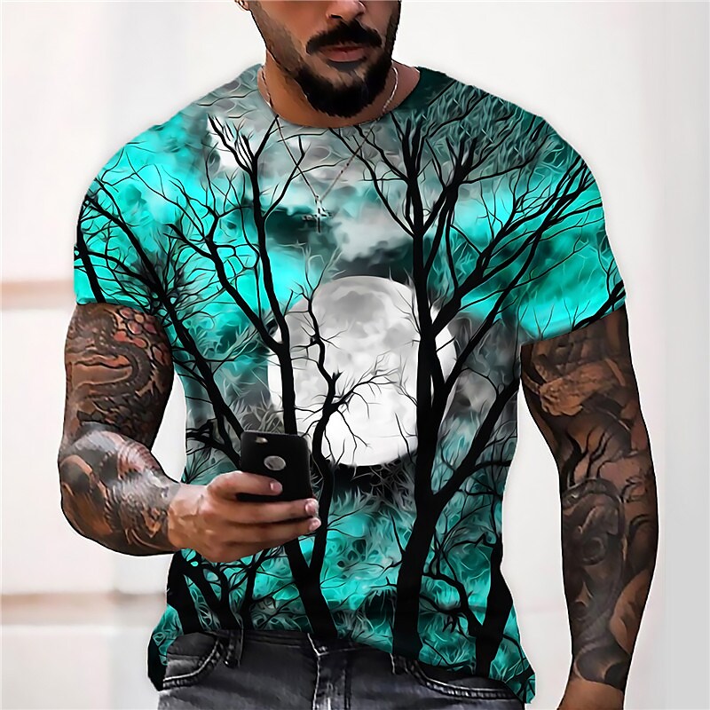 Men's Unisex T shirt Tee Shirt Tee Moon Graphic Prints Crew Neck Wine