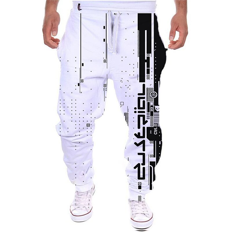Men's Sweatpants Trousers Drawstring Side Pockets Elastic Waist Color Block Graphic Prints Comfort Breathable Sports  Casual Daily Joggers 