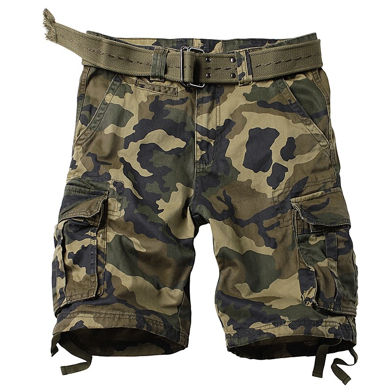 Men's Outdoor Climbing Fishing Tactic Hiking Wear Resistant Drawstring Pockets Comfortable Camo Shorts