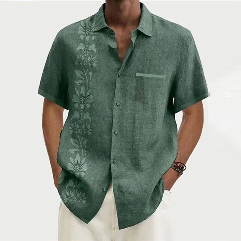 Men's Hawaiian Graphic Shirt Floral Turndown Outdoor Street Short Slee