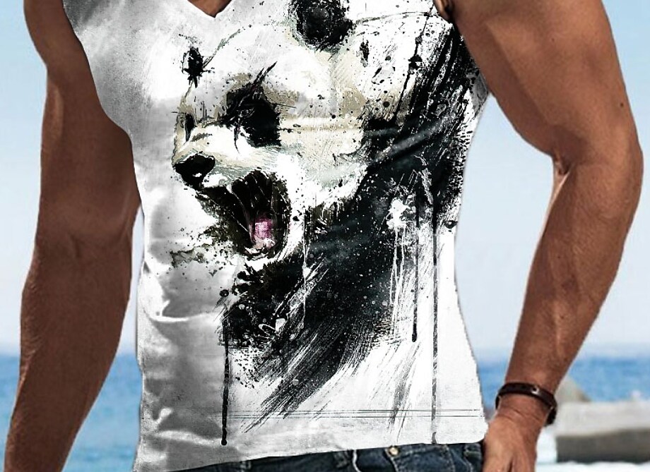 Men's Sports Fitness Muscle Leisure Outdoor Street Animal Print Short Sleeves