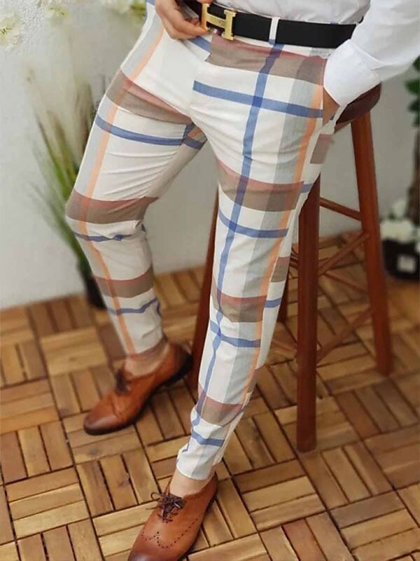 Men's Pencil Pants Jogger Pants Plaid Checkered Anti-wrinkle Business Office Party Classic Smart Casual