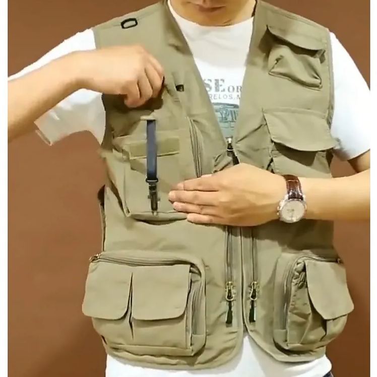 Men's Outdoor Camping Fishing Hunting Quick Dry Muti-pockets Wear Resistant Wind Proof Plain Cargo Vest