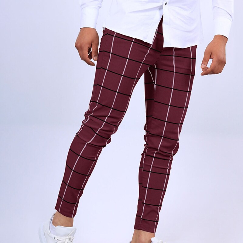 Men's Trousers Jogger Pants Plaid Breathable Soft Casual Daily Fashion Streetwear Micro-elastic Pants