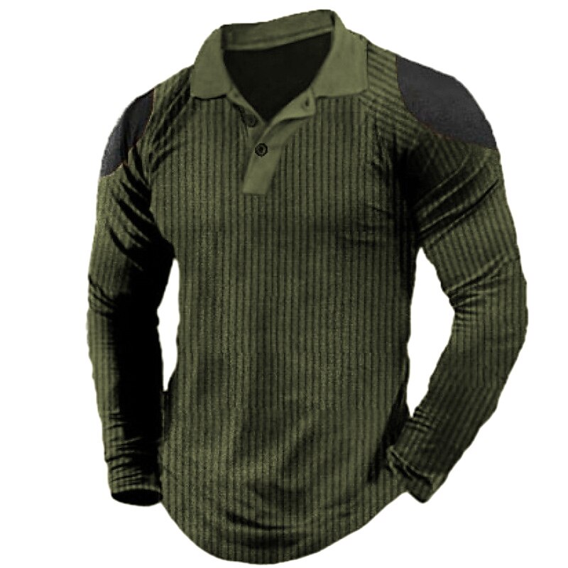 Men's Outdoor Street Vacation Fashion Casual Breathable Light Comfortable Plain Long Sleeve Polo Shirt
