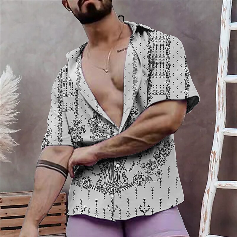 Men's Shirt Floral Graphic Prints Turndown Street Casual Short Sleeves