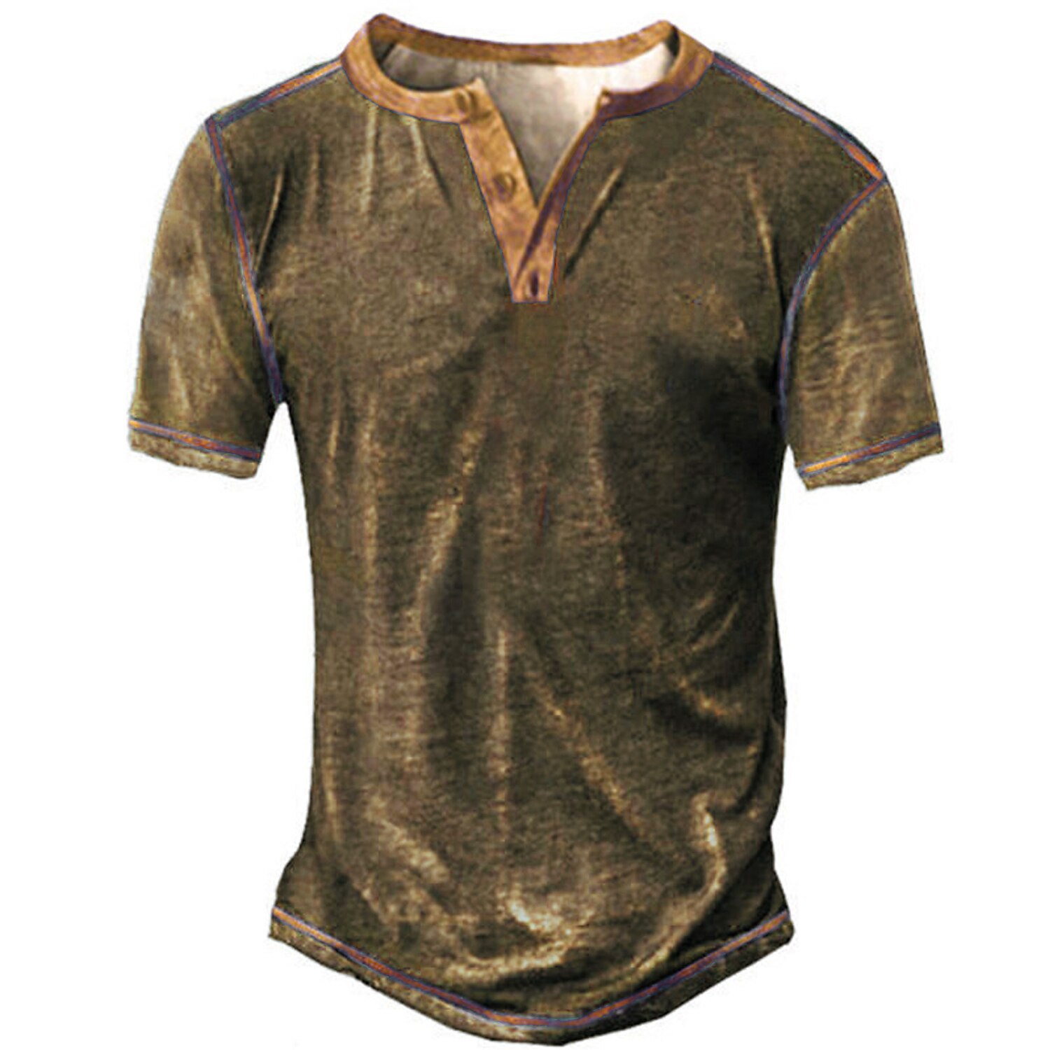 Men's T shirt Henley Shirt Vintage Outdoor Daily Short Sleeve Button-Down Basic Classic Casual Top