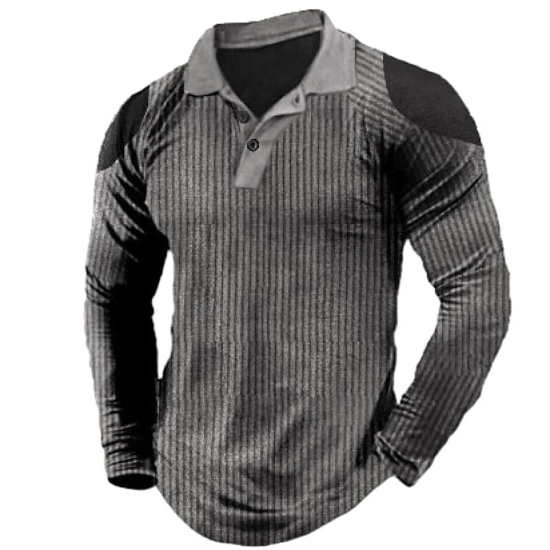 Men's Outdoor Street Vacation Fashion Casual Breathable Light Comfortable Plain Long Sleeve Polo Shirt
