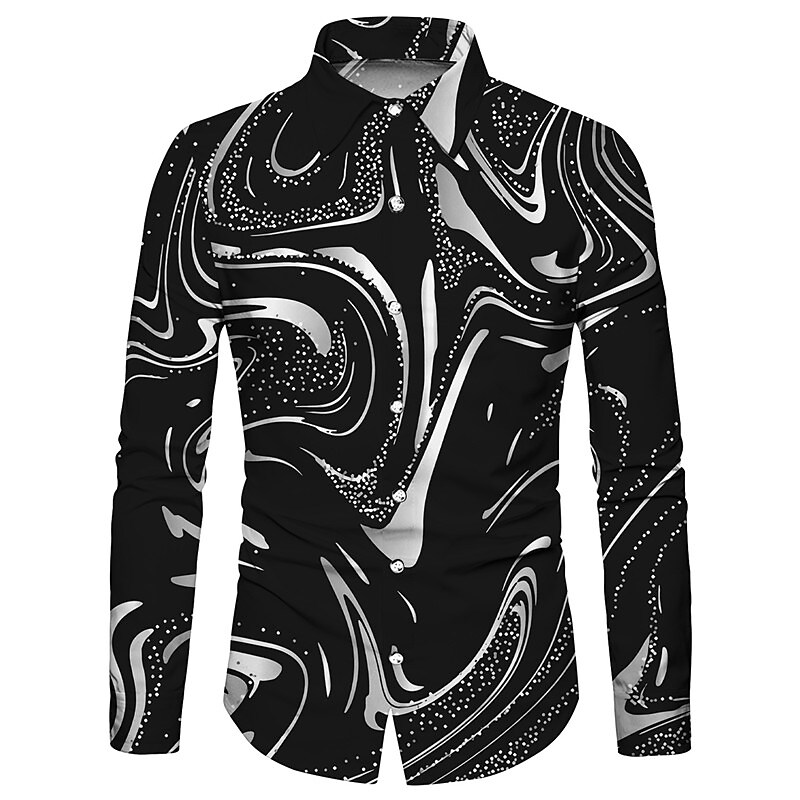 Men's Graphic Shirt 3D Print Outdoor Casual Long Sleeve Button-Down Br