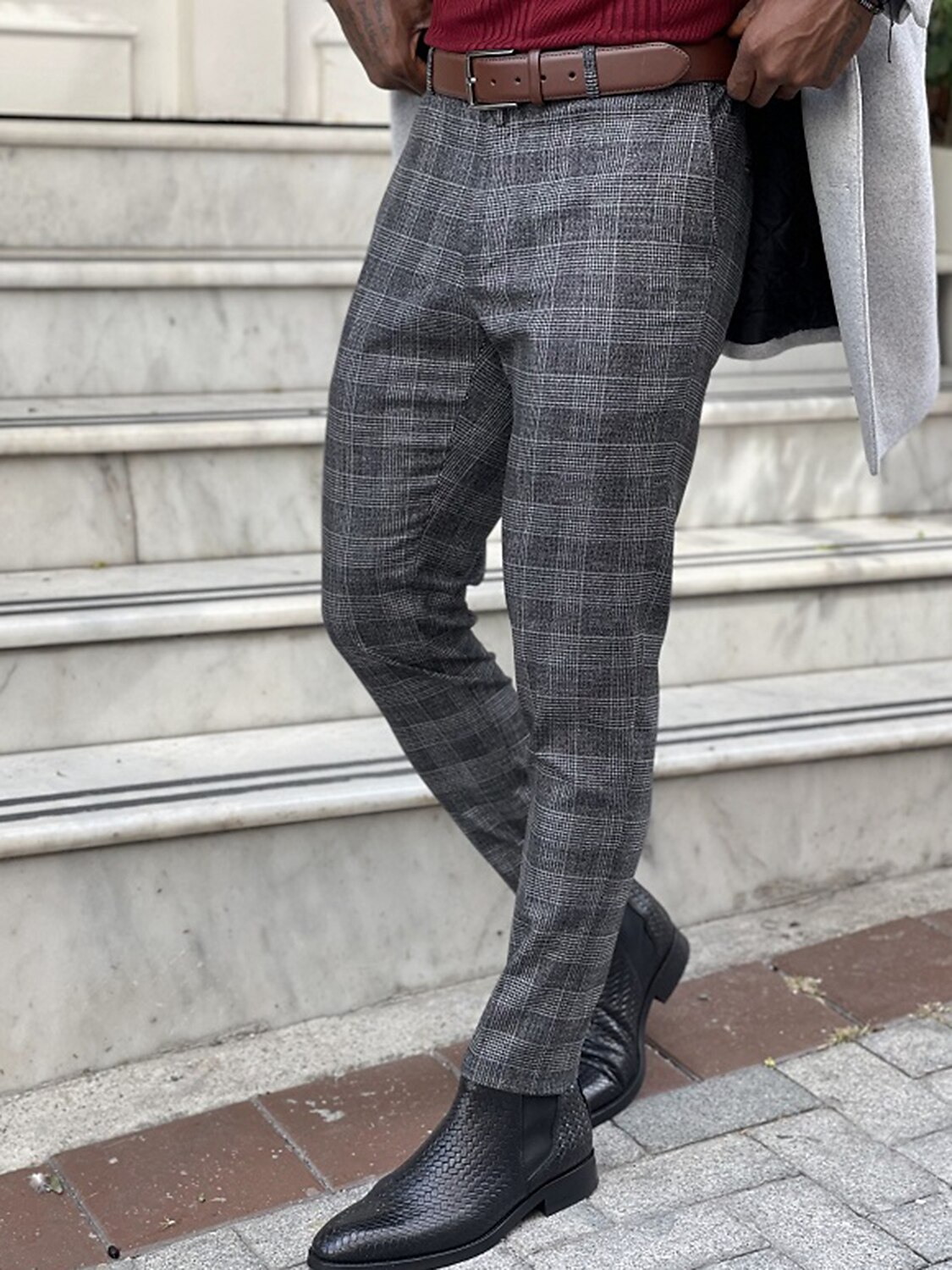 Men's Chinos Chino Pants Pocket Grid / Plaid Comfort Business Daily Streetwear Fashion Trousers 