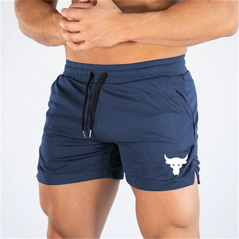 Men's Outdoor Runing Sport Fitness Breathable Wear Resistant Pockets Light Pattern Print Shorts