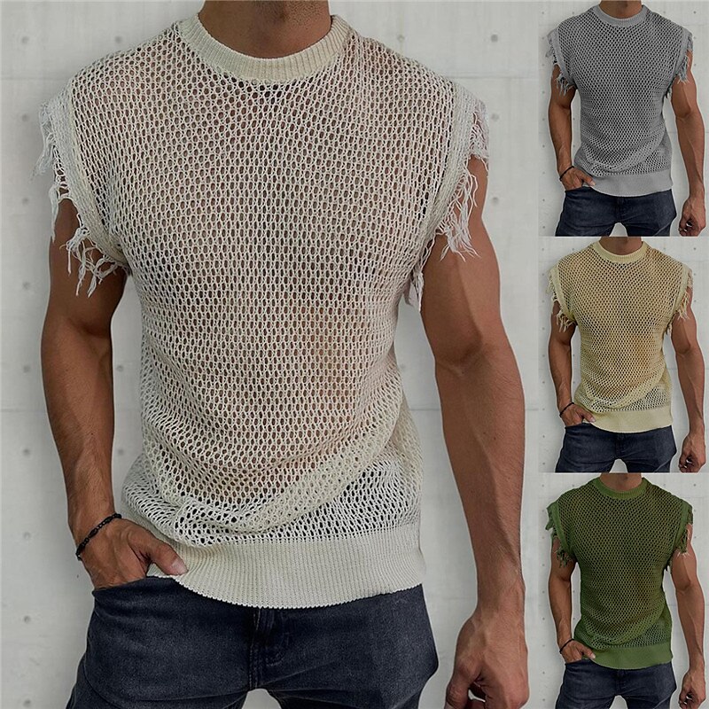 Men's Outdoor Street Fashion Vacation Comfortable Breathable Soft Mesh Sleeveless Vest