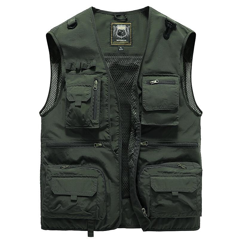 Men's Fishing Hiking Outdoor Camping Hunting multi pocket anti-wind dry lightweight solid color sleeveless vest
