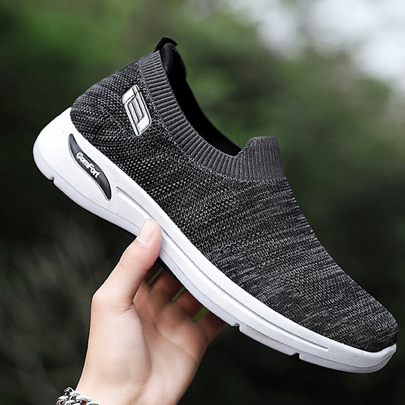 Men's Sneakers Slip On Running Shoes Non-slip Cushioning Breathable Light Soft Running Road Running PVC Knit 