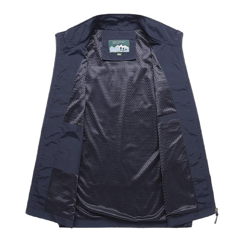 Men's Outdoor Casual Street Pockets Lightweight Breathable Comfortable Plain Stand Collar Vest