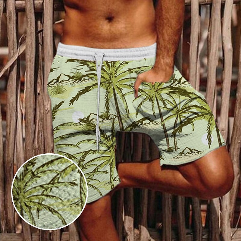 Men's Beach Pants Drawstring Elastic Waist Print Graphic Prints Comfor