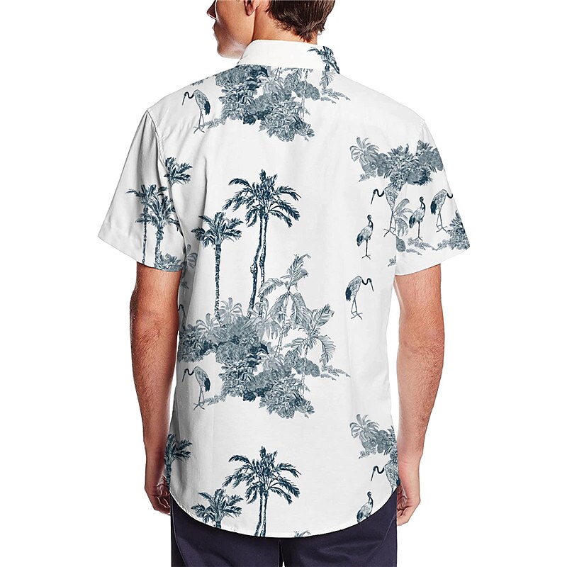 Men's Graphic Shirt Coconut Tree Turndown White 3D Print Outdoor Stree