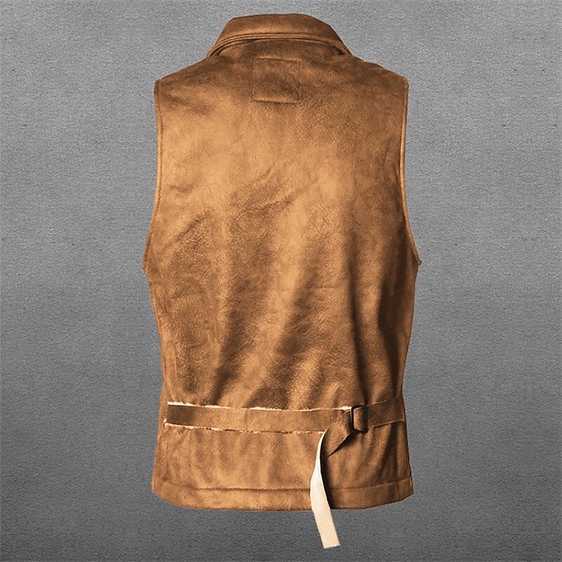 Men's Outdoor Vintage Vacation Casual Breathable Comfortable Light Plain V-neck Sleeveless Gilet