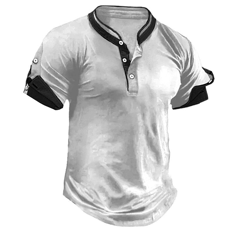 Men's Outdoor Street Fashion Designer Comfortable Breathable Soft Plain Short Sleeves Henley Shirt