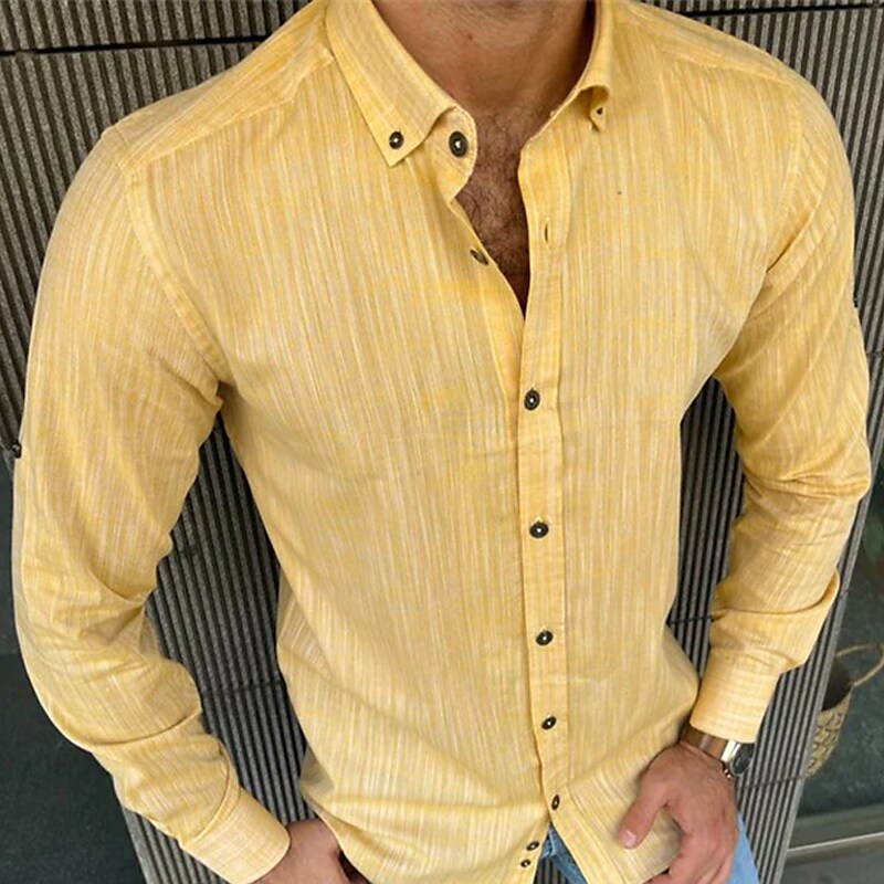 Men's Work Casual Lapel Outdoor Daily Button Comfortable Long Sleeve Shirt
