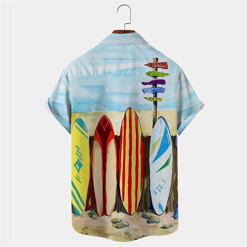 Men's Summer Hawaiian Shirt Graphic Prints Beach Turndown Casual Holid