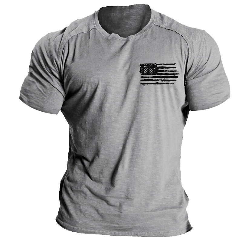 Men's T shirt Tee Quotes & Sayings American Flag Graphic Tee Letter Print Crewneck Top