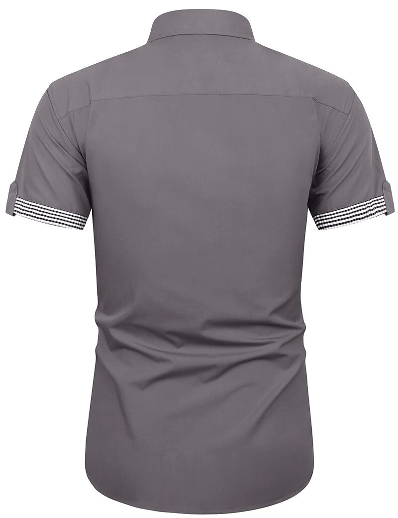 Men's Button Up Shirt Casual Shirt Summer Shirt Beach Shirt  Short Sleeve Patchwork Lapel Vacation Front Pocket Casual Comfortable Shirt 