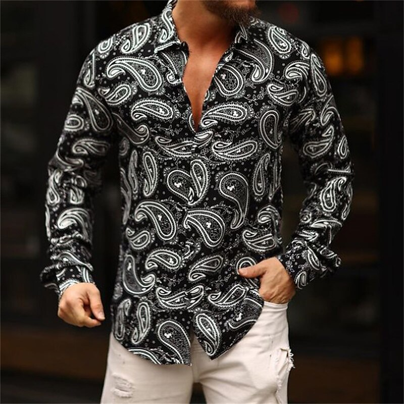 Men's Graphic Shirt Boho Shirt Paisley Turndown Casual Daily Long Sleeve Button-Down Print Casual Shirt 