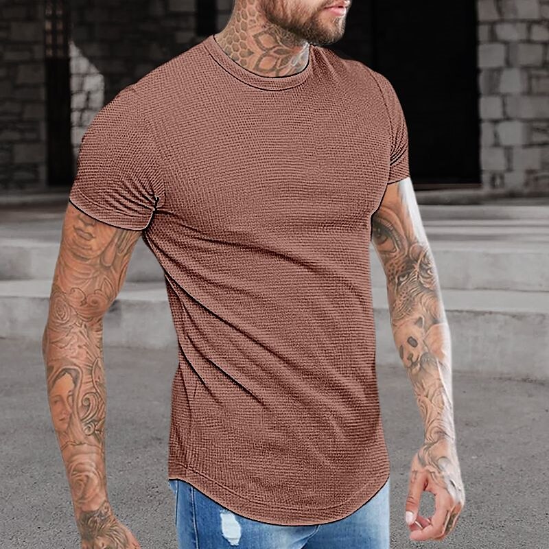 Men's Outdoor Casual Street Vacation Comfortable Breathable Light Plain Short Sleeve Shirt