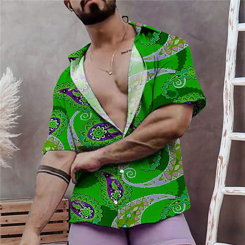 Men's Shirt Floral Graphic Prints Turndown Street Casual Short Sleeves