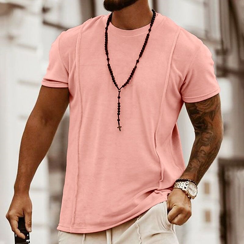 Men's Outdoor Vacation Street Fashion Wear Resistant Lightweight Breathable Comfortable Plain Short Sleeve T-shirt