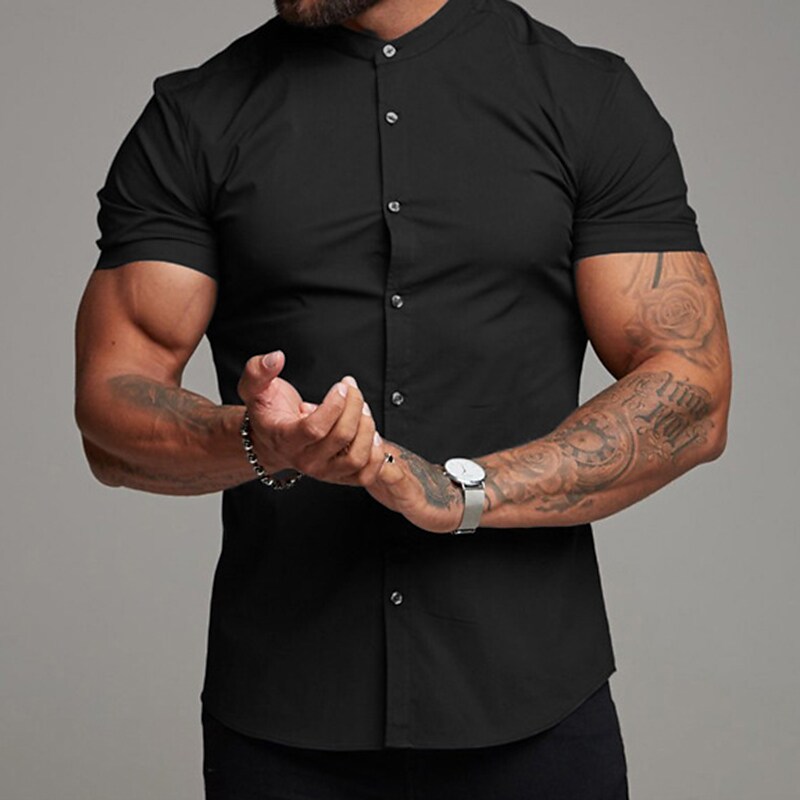 Men's Work Outdoor Casual Plain Collar Fashion Lightweight Comfortable Button Shirt