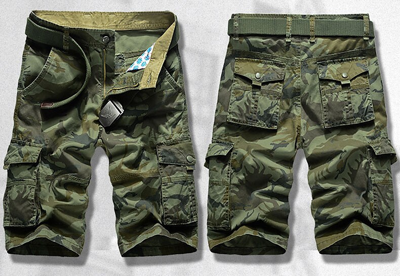 Men's Outdoor Hiking Fishing Trip Camping Breathable Quick drying multi pocket camouflage cargo shorts