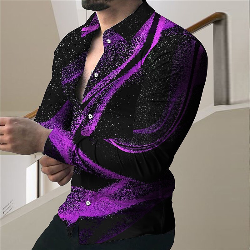 Men's Shirt 3D Print Outdoor Vacation Casual Long Sleeve Button-Down B