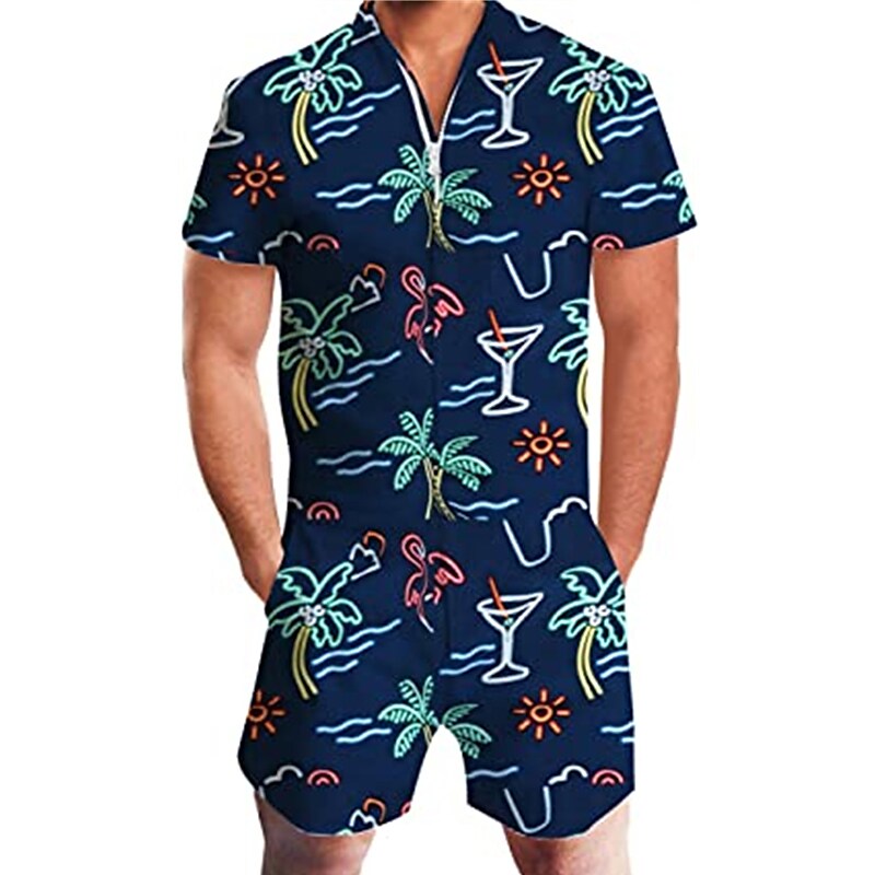 Men's Two Pieces Set Hawaiian Shirt Aloha Shirt Floral Turndown 3D Pri