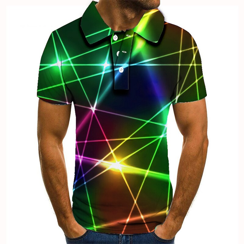 Men's Collar Polo Shirt Golf Shirt Tennis Shirt Graphic Prints Linear