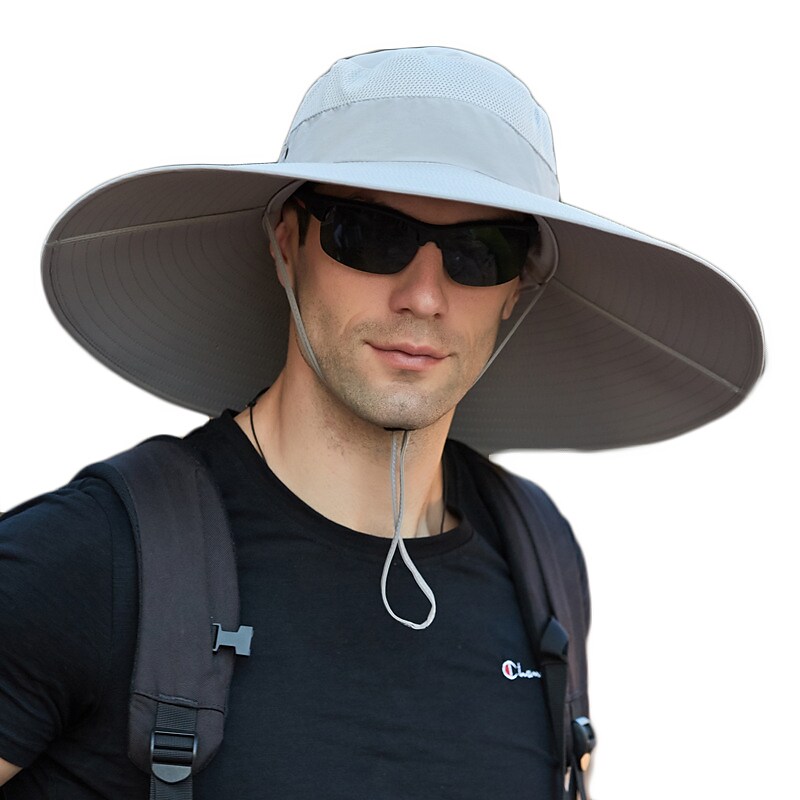 Super Wide Brim Sun Hat UPF50+ Waterproof Bucket Hat  Sunscreen Sun Hat Fishing Hat Fisherman Hat Hiking Hat  5.9''/15cm Wide Army Green Grey Dark Gray for Fishing, Hiking, Camping