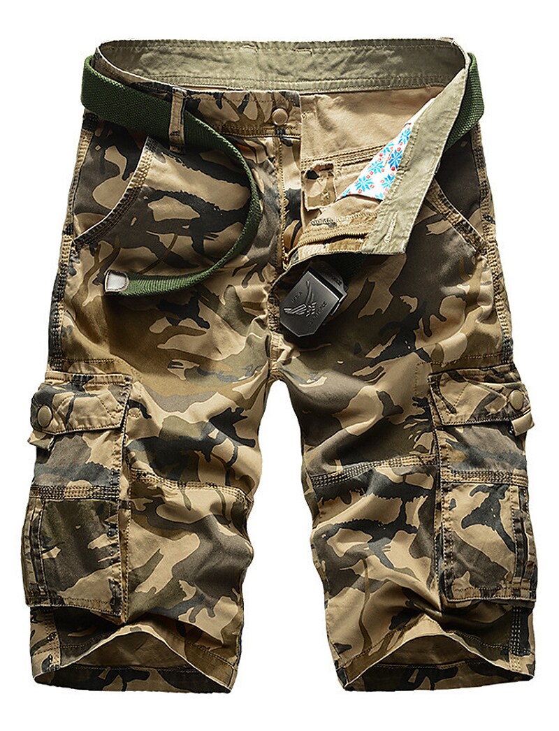 Men's Outdoor Hiking Fishing Trip Camping Breathable Quick drying multi pocket camouflage cargo shorts