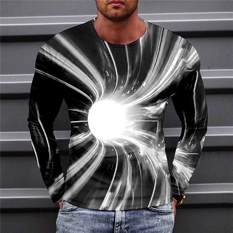 Men's T shirt Graphic Prints Crack Crew Neck 3D Print Holiday Long Sle