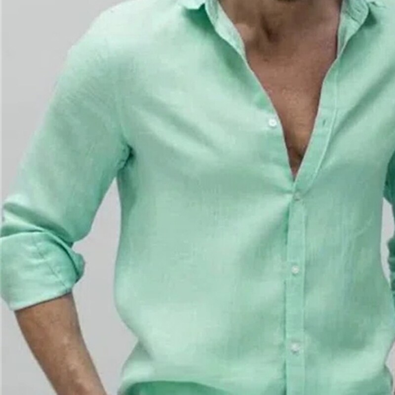 Men's Work Casual Lapel Outdoor Daily Button Comfortable Long Sleeve Shirt