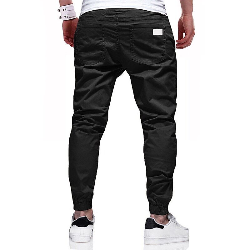 Men's Casual Solid Color With Elastic Waist Drawstring Trousers