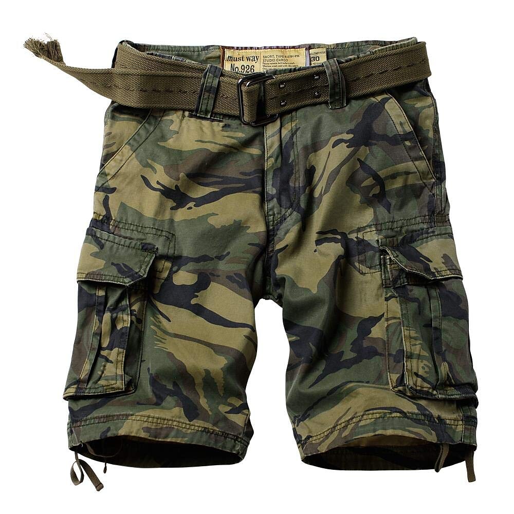 Men's Outdoor Climbing Fishing Tactic Hiking Wear Resistant Drawstring Pockets Comfortable Camo Shorts
