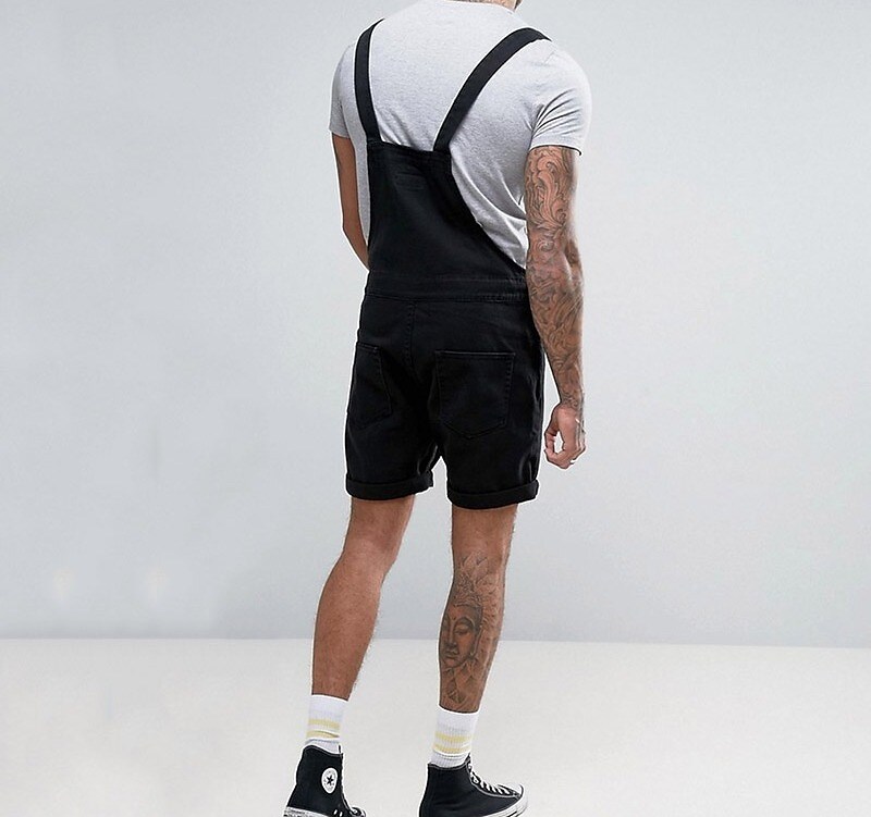 Men's casual outdoor street fashion wear-resistant denim overalls shorts