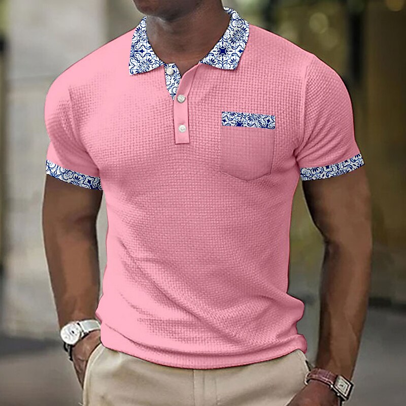 Men's Golf Outdoor Street Fashion Breathable Comfortable Soft Floral Print Short Sleeves Polo Shirt