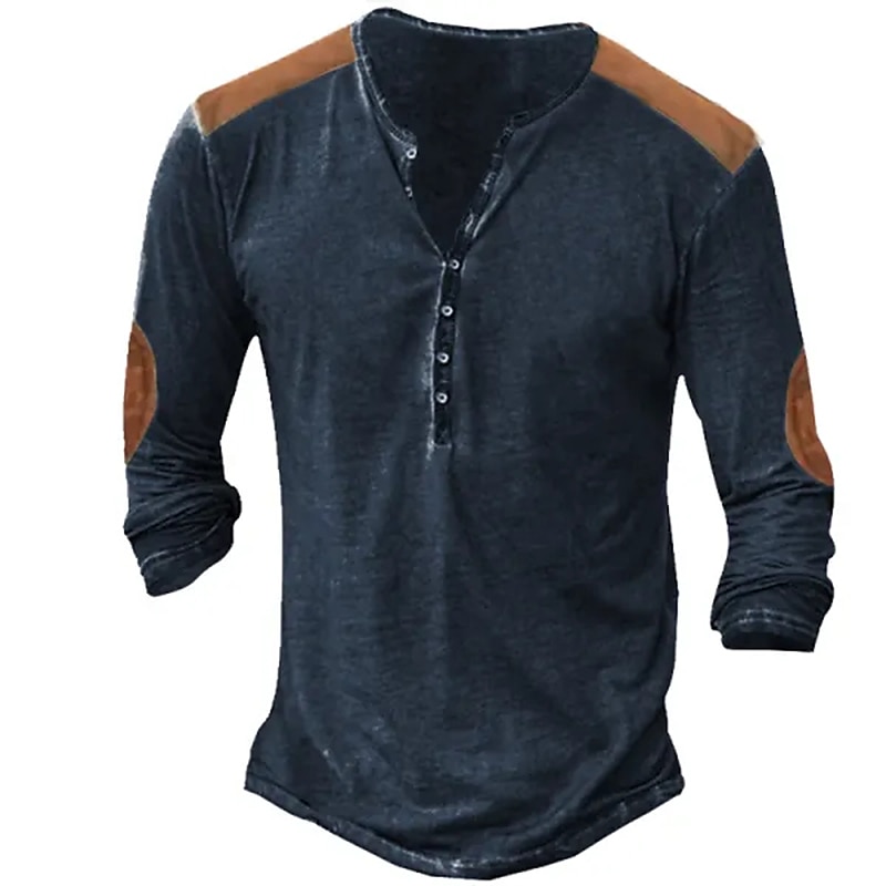 Men's Outdoor Street Vacation Casual Breathable Comfortable Soft Plain Long Sleeves Henley Shirt