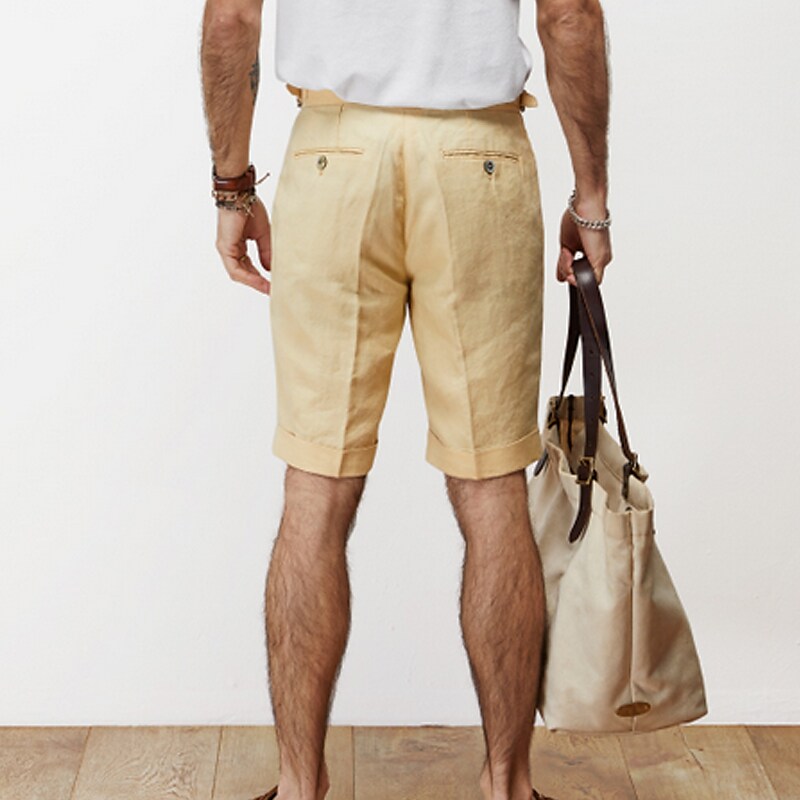 Men's Shorts Linen Shorts Summer Shorts Pocket Plain Comfort Breathable Outdoor Daily Going out Linen / Cotton Blend Fashion Streetwear White Khaki