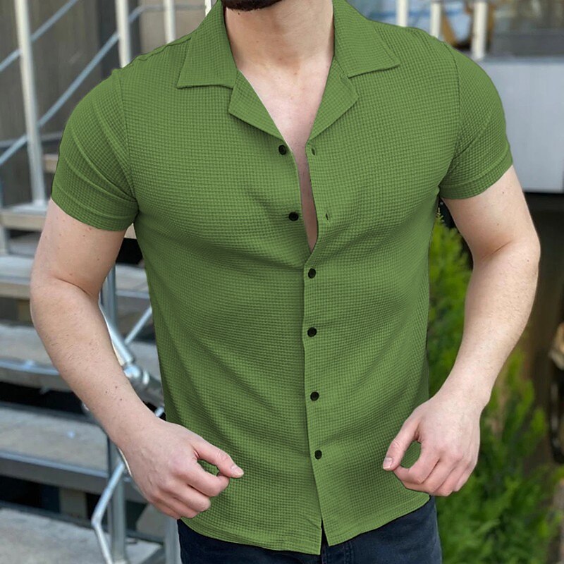 Men's Casual Outdoor Street Fashion Comfortable Light Plain Short Sleeves Shirt